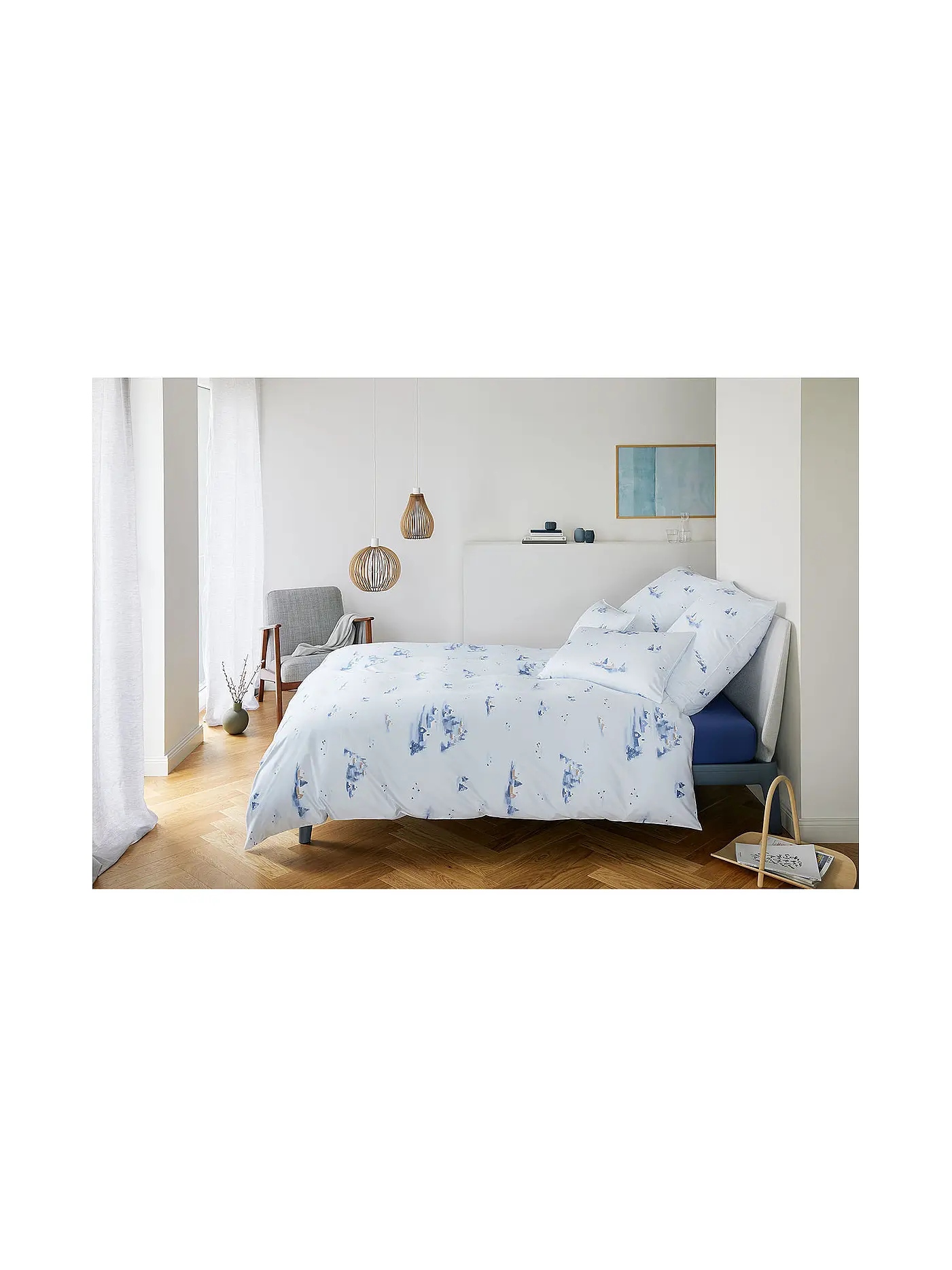ELEGANTE | Satin Bettwäsche 70x90cm/140x200cm Home Blau | weiss